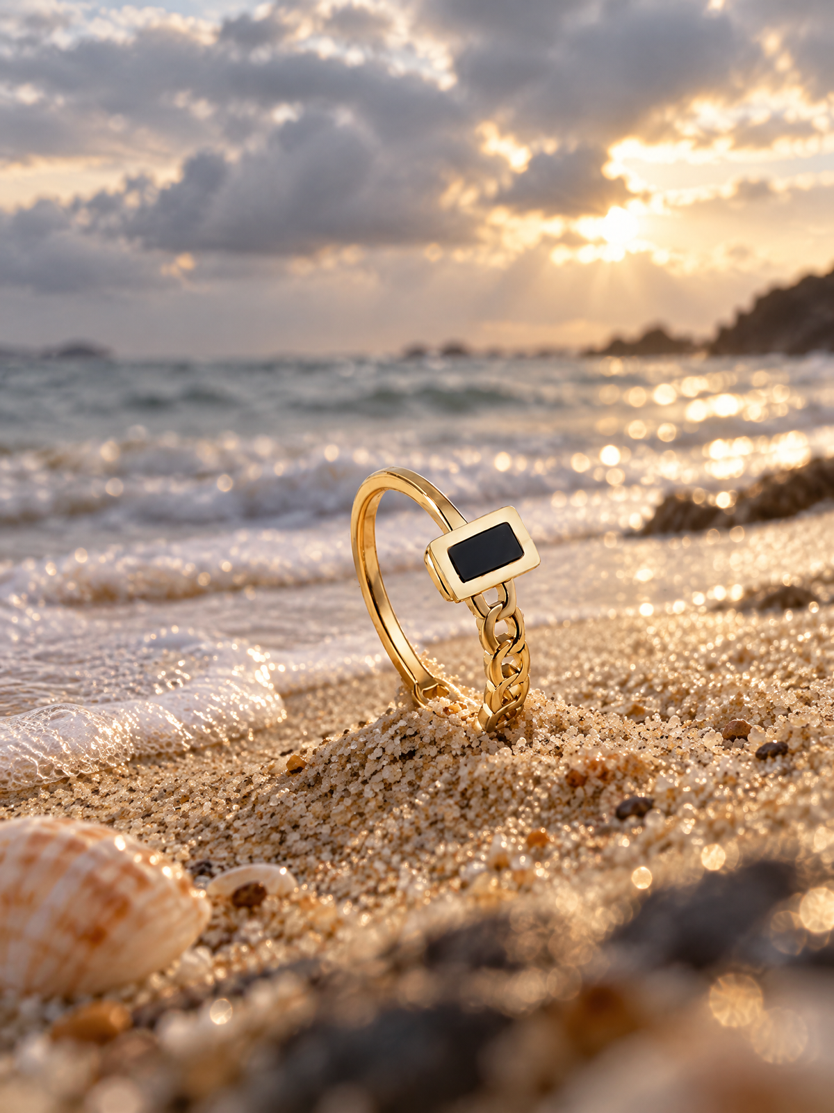 Black Chain Signet Ring