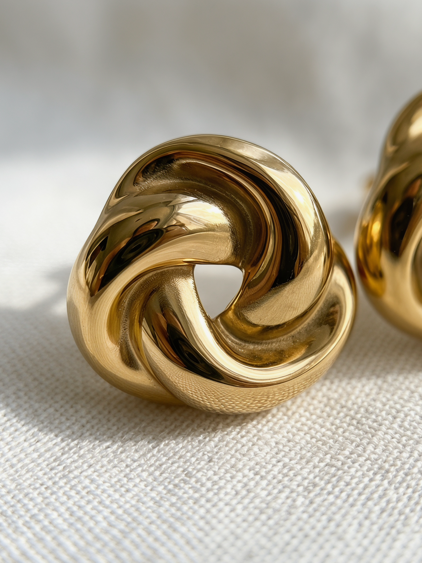 Twisted Möbius Ring Gold Stud Earrings