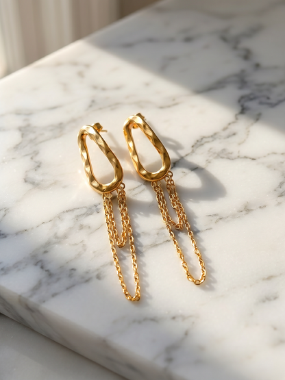 Textured Liquid Gold Tassel Earrings
