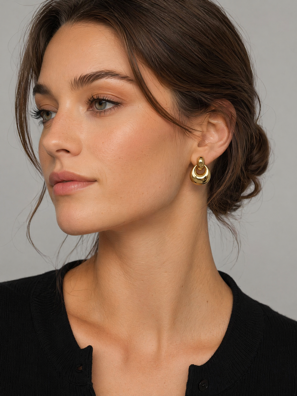 Boucles d'oreilles créoles dorées goutte d'eau vintage française