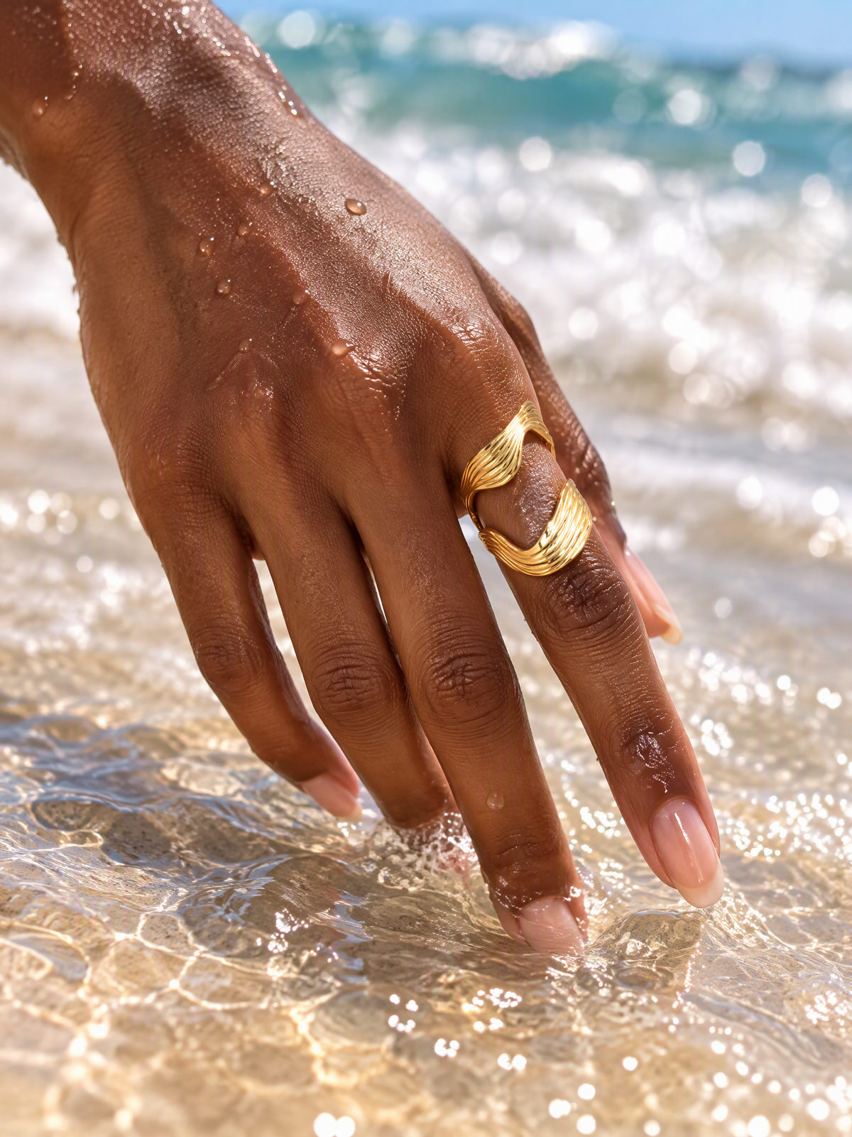 Pleated Wave Statement Ring