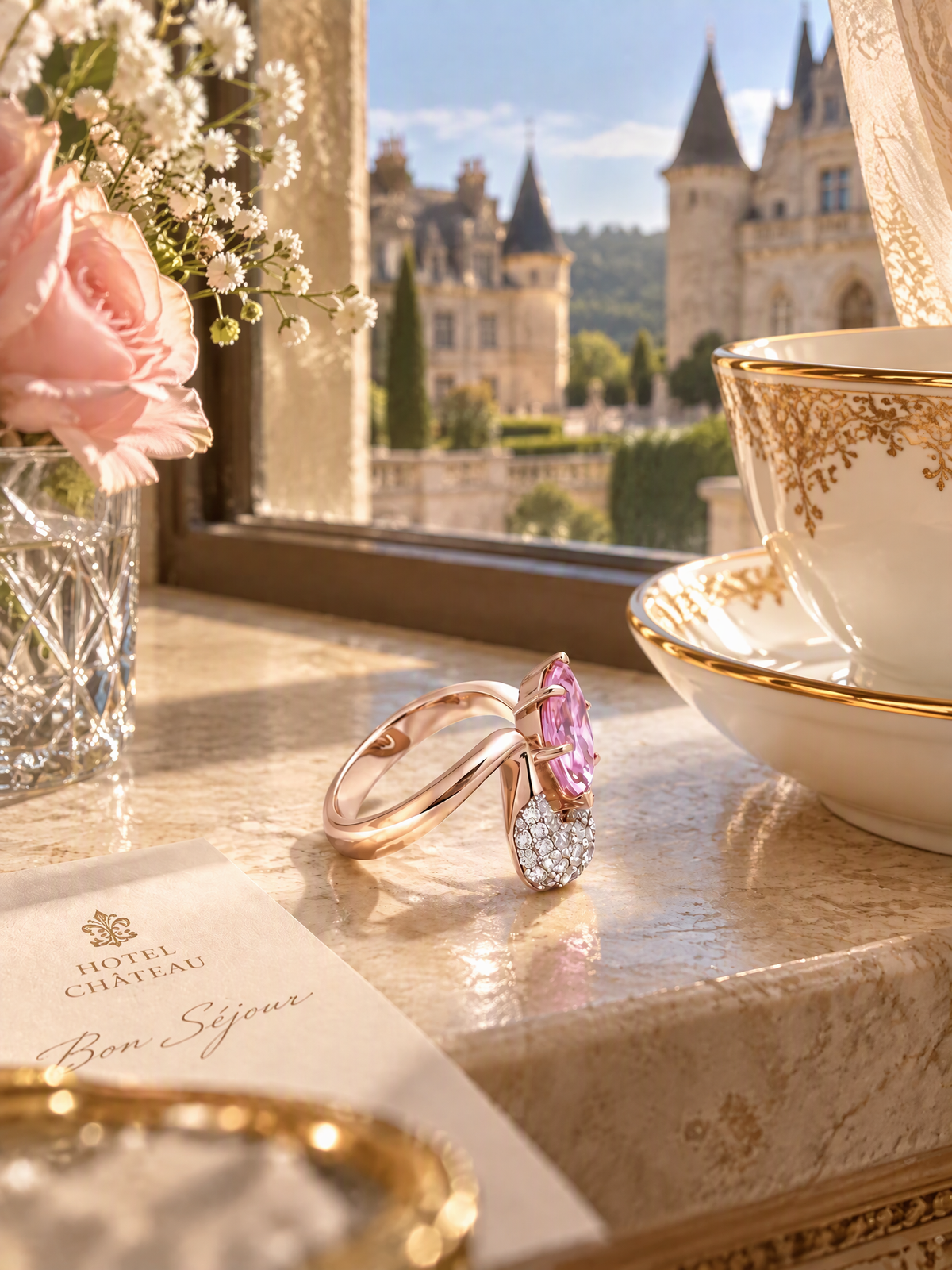 Pink Marquise Bypass Ring