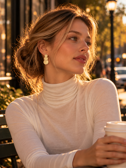 Sculptural Triple Disc Earrings