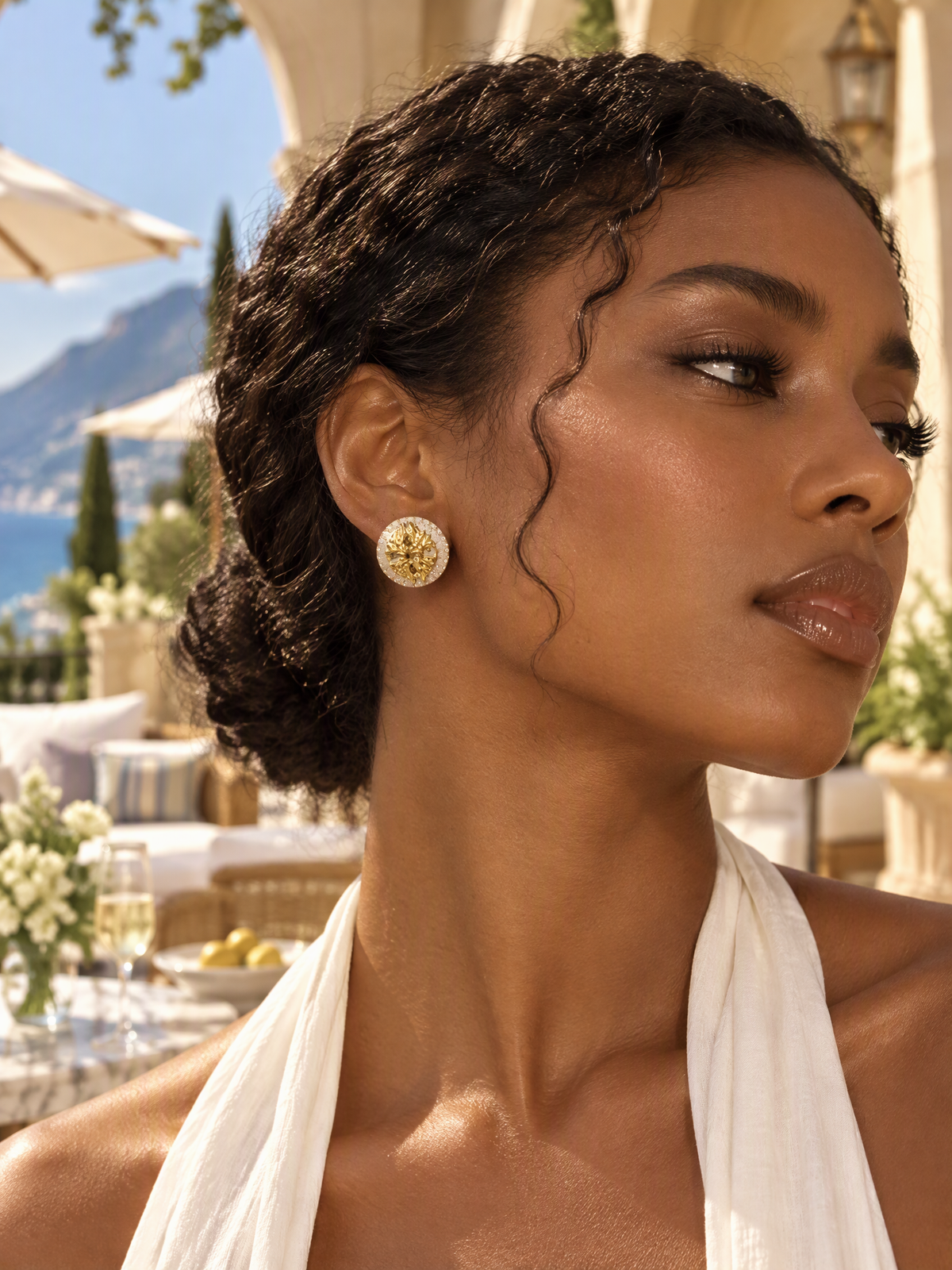 Gilded Floral Medallion Studs