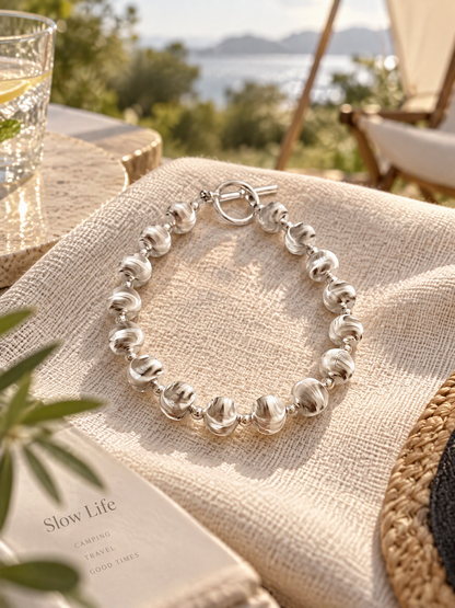Luminous Silver Bead Toggle Bracelet