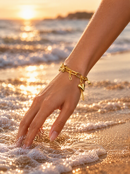 Heart Charm Paperclip Bracelet