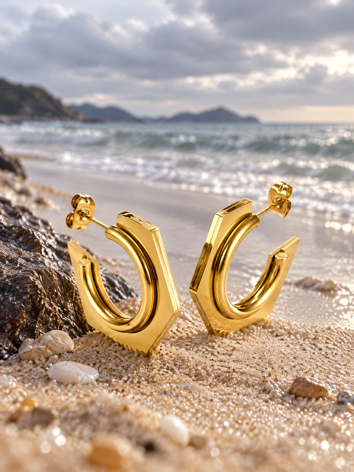 Geometric Double Hoop Earrings