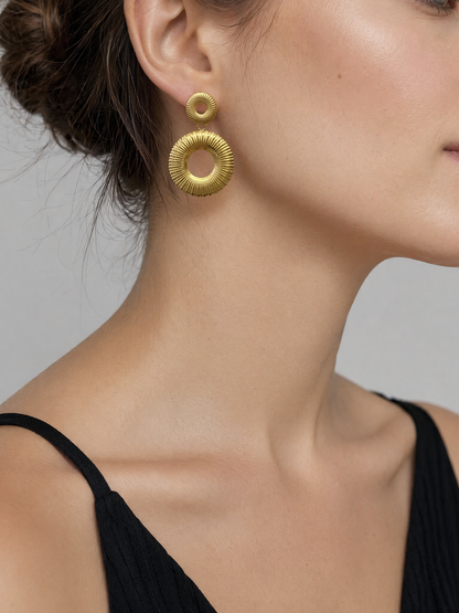 Sunburst Double Circle Drop Earrings