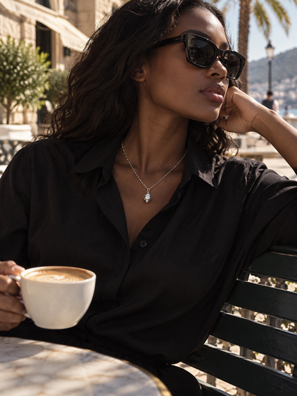 Sterling Silver Croissant Charm Necklace