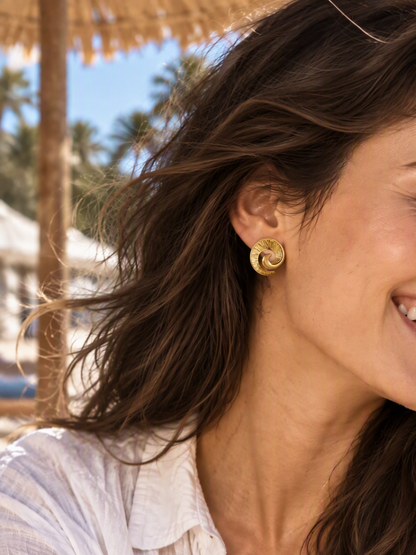 Sculptural Spiral Wave Studs