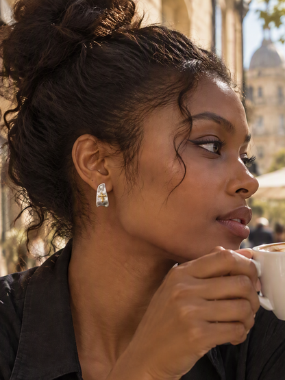 Two-Tone Sculptural Cross Studs