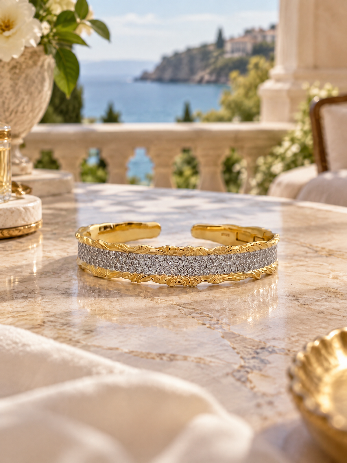 Radiant Sculptural Pavé Cuff