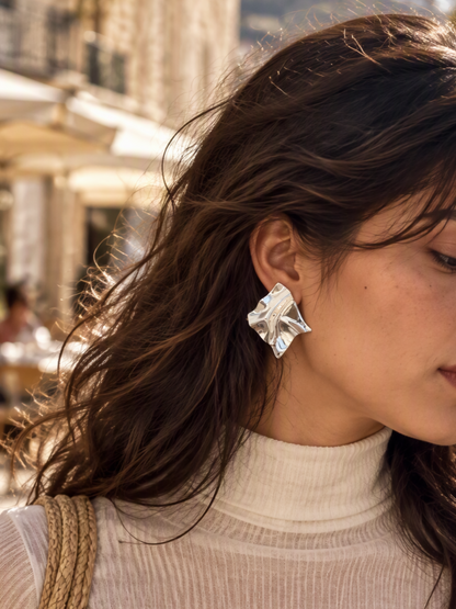 Sculptural Folded Square Studs