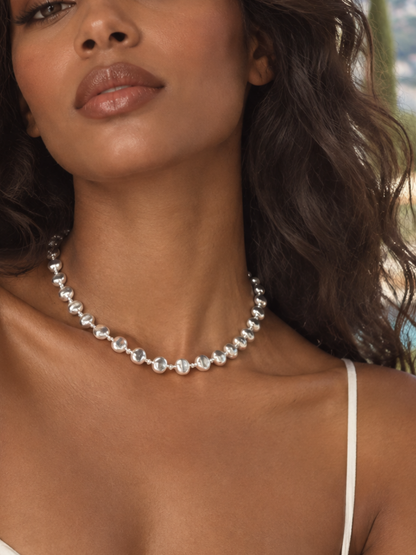Luminous Silver Bead Toggle Necklace