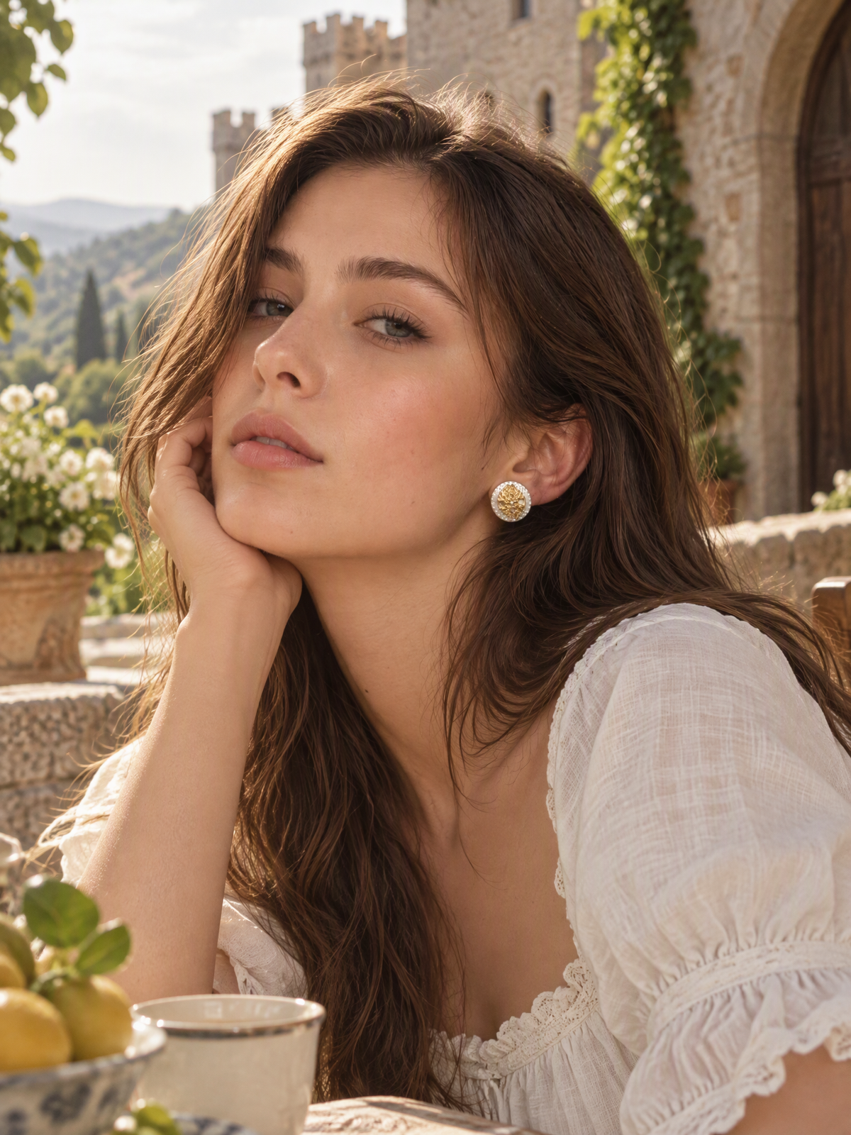 Gilded Floral Medallion Studs