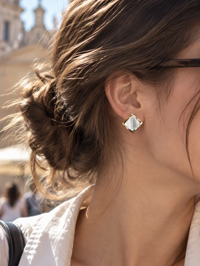 Layered Square Statement Studs