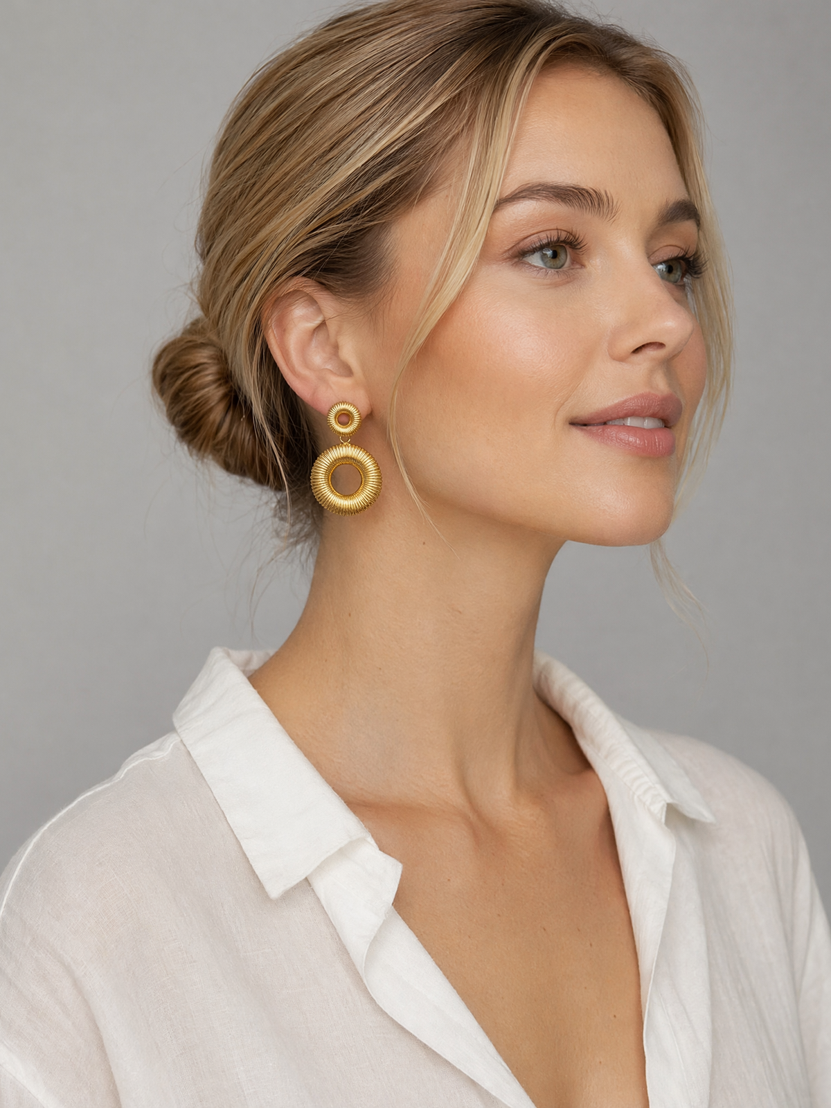 Sunburst Double Circle Drop Earrings