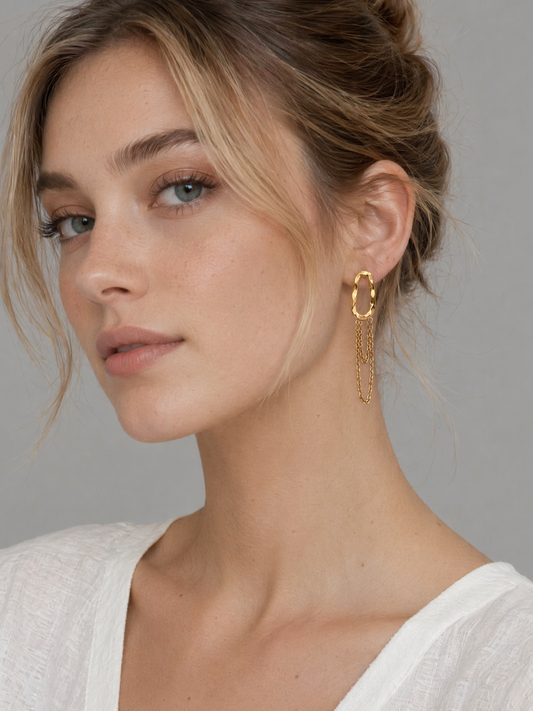 Textured Liquid Gold Tassel Earrings