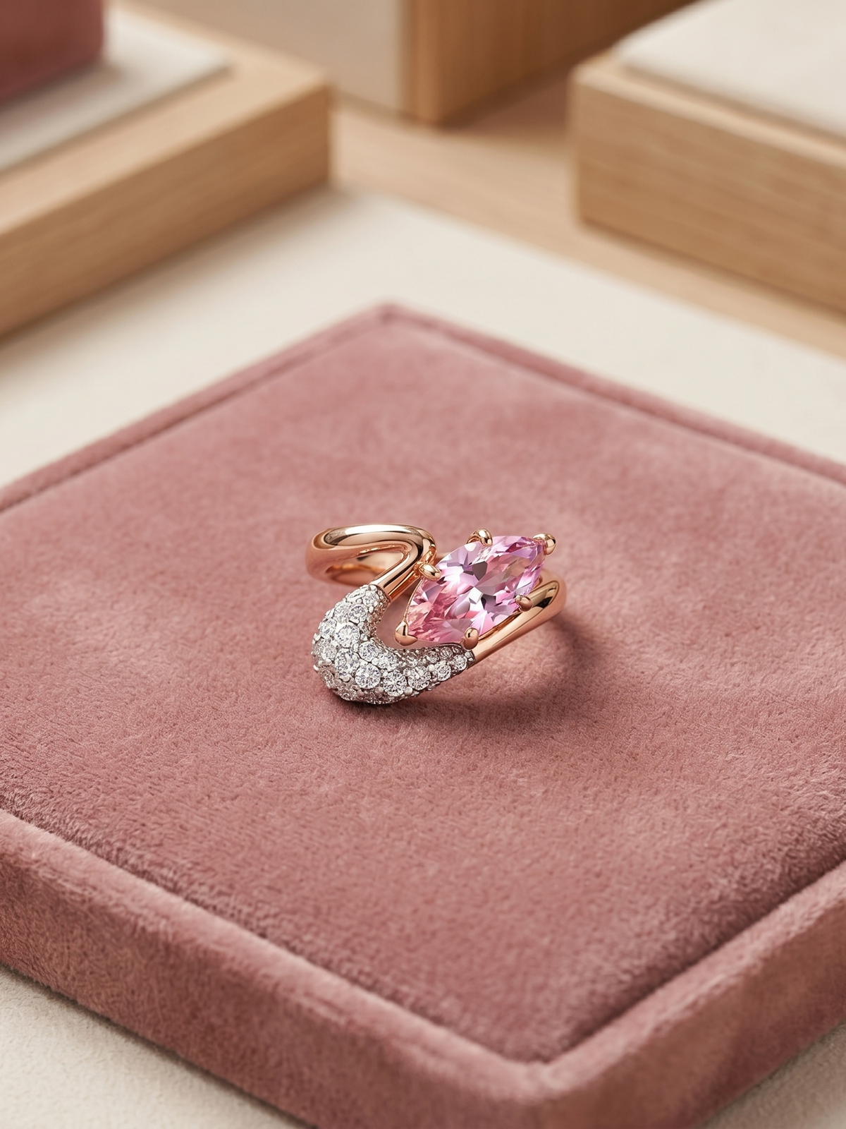 Pink Marquise Bypass Ring