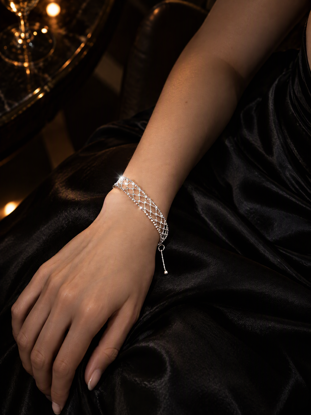Sterling Silver Lace Mesh Bracelet