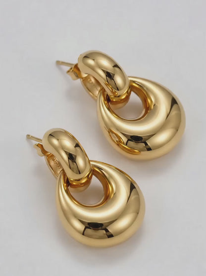 Boucles d'oreilles créoles dorées goutte d'eau vintage française